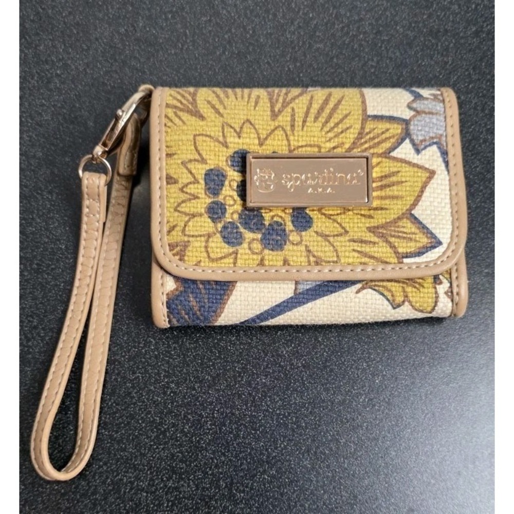 Spartina 449 Monogram Mini Wallet Yamaya Card Holder Coin Pouch Zip Wristlet NEW